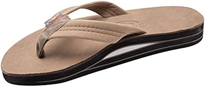 Rainbow Sandals Men's Leather Double Layer with Arch Wide Strap, Stone Grey, 9.5-10.5