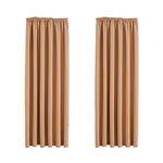 Aspire Homeware Blackout Curtains for Living Room - Short Pencil Pleat Bedroom Curtains with Tiebacks 46 x 54 inch Drop Super Soft Thermal Insulated Beige Black Out Kitchen Curtain 2 Panels