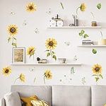 fanquare Sunflowers Wall Decals Yellow Blossom Garden Flower Wall Stickers DIY Decor for Kids Baby Bedroom Living Room Nursery Decoration