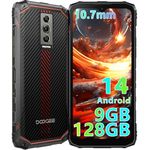 DOOGEE Blade10 Rugged Smartphone 2024, 10.7mm Ultra-thin Rugged Phone Android 14, 128GB ROM/2TB TF, 90Hz 6.56’’ HD+, 3 Card Slots, 4G Dual SIM IP68 Waterproof Phone, 16MP, Face Unlock/OTG, Black