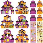 CY2SIDE Halloween Haunted House Stickers Scene - 24 Set Make A Haunted House Sticker Scene Craft Kits for Kid Make Your Own Halloween House Scene with Witch Sticker DIY Halloween Craft Class Activity