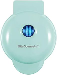 Elite Gourmet EWM015M Electric Nonstick Mini Waffle Maker, Belgian Waffles, Compact Design, Hash Browns, Keto, Snacks, Sandwich, Eggs, Easy to Clean, Mint