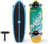 Nattork Complete Skateboards 29" x 9" Kids Unisex Youth Skateboard Cruiser Skateboards for Beginners Double Kick Deck Concave Girls Skateboard with Maple Wood (Seal Tide)
