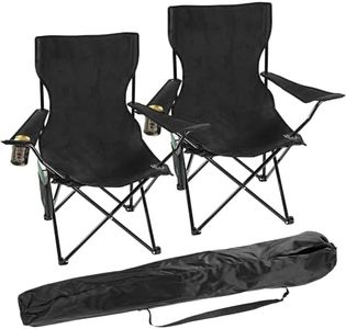 Taylor & Brown Set of 2 Lightweight Folding Camp Chair - Portable Chairs with Cup Holder, Side Pocket and Bag Perfect for Camping, Festivals, Garden, Fishing, Beach and BBQs, Black