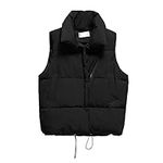 Womens Cropped Puffer Gilet Zip Up High Neck Padded Gilet Winter Thermal Vest Quilted Gilet Outerwear Short Sleeveless Puffer Jacket Coat Body Warmer