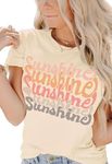 INFITTY Graphic T Shirt Casual Short Sleeve T Shirts Round Neck Loose Sunshine Summer Tops Apricot Medium