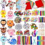 Chennyfun Round Paper Plate Arts and Crafts for Kids, Craft Art Kits with 10 Animal Paper Plates, 3 Spoons 2 Forks, Preschool Education All in One D.I.Y. Crafting Set for Kids Ages 3-12