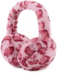 PESAAT Fluffy Ear Muff for Women Plush Foldable Earmuffs Kids Winter Earmuffs Girls Boys Cold Weather Ear Warmer (Pink Leopard)