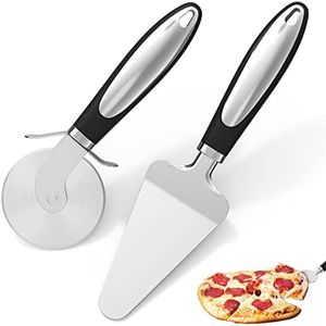 Pizza Cutter, 2PCS Pizza Wheel Cutter and Pie Server, Pizza Cutter Knife with Non-Slip Handle, Stainless Steel Pizza Cutter Wheel Easy to Cut Pizza into Separable Pieces,Sharp Pizza Slicer