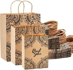 WUWEOT 80 Pack Kraft Paper Bags, Mixed Size Gift Bags Bulk, Thank You Bag With Handles for Business Shopping, Retail Party Merchandise Favor