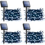 TIANG Solar String Lights, 4x100 LED Solar Outdoor Lights Waterproof, Solar Garden Lights with 8 Modes, for Yard, Party, Holiday, Xmas Tree Decor, Cool White