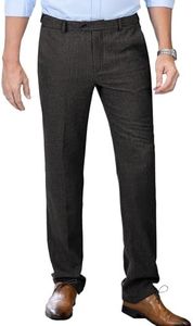 Men's Tweed Pants Herringbone Thick Wool Pleated Front Dress Suit Vintage Trousers (Black, 29W x 30L)