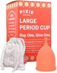 Pixie Menstrual Cup - No Metals or Toxins - 100% Medical-Grade Silicone - Ranked 1 for The Most Soft Reusable Period Cup - Wear 12 Hours - Tampon Alternative - Buy One We Give One (Large)