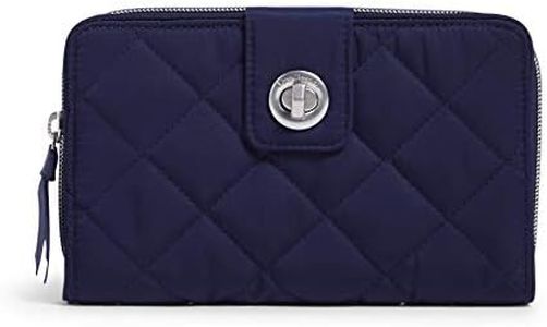 Vera Bradley Women's Performance Twill Turnlock Wallet With RFID Protection, Classic Navy, One Size