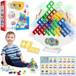 FUZETAO 48 Pcs Tetra Tower Game Balance Stacking Block Party Game Tetratower Game for Adults Kids Tetra Board Game 2 Players or More Family Games Parties Travel Team Building Games Toy (48pcs)