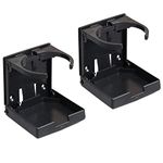 2pcs Adjustable Folding Cup Drink Holder with Screws and Tapes, Adjustable Automotive Cup Holders for Car TRUCK BOAT VAN. (Black)