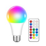 SCNNC LED E27 Colour Changing Light Bulbs with Remote Control, 10W A70 RGB E27 Cool White Dimmable Coloured LED Bulb 12 Color Choices, E27 Screw LED Colour Bulb for Party Bar Stage Home Night Light