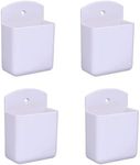 Pack of 4 White Remote Holders Remote Control Holder Wall Mount Media Storage Box for Home Office Bedroom Parlor Self Adhesive Atorage Box