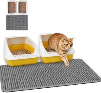 Cat Litter Mat - 30'' x 24'' Large Litter Trapping Mat, Easy to Clean Litter Box Mat, Waterproof, Urine-Proof, Non-Slip, Cat Toilet Training Systems Accessories, Grey