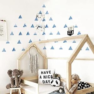 astrkiz Boy Wall Decals Peel and Stick, Watercolor Blue Triangle Wall Sticker for Baby Boys Room Kids Room Playroom Gender Neutral Room Nursery Wall Art Decor