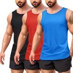 COOFANDY Men's Tank Tops 3 Pack Workout Quick Dry Sleeveless Beach Gym T-Shirts Fitted Bodybuilding Tops Large