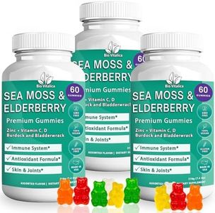 (3 Pack) Sea Moss Gummies Elderberry BioVitalica - Vitamin C D + Zinc - Irish Seamoss Vegan Gummy with Sea Moss Gel & Powder for Immunity, Detox & Energy - for Adults and Kids (3)