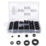 KINDPMA 180 Pcs Rubber Grommet Kit Metric Firewall Hole Plug Set Electrical Conductor Gasket Ring Grommets for Protecting Wires Plugs and Cables 8 Sizes