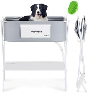 Dog Bathtub Dog Washing Station with Scrubber for Medium Dogs Under 66lbs or Two Small Pets, B4 Plus Foldable Dog Tub for Bathing and Grooming, Portable Collapsible Dog Shower Tub