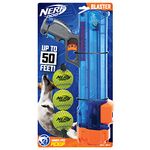 Nerf Dog Compact Tennis Ball Blaster Gift Set, Great for Fetch, Hands-Free Reload, Launches up to 50 ft, Single Unit, Includes 3 Balls, 4791, Translucent Blue