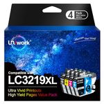 Uniwork Ink Cartridge Replacement for Brother LC3219XL LC3219 LC3217 Compatible with MFC J5330DW J5335DW J5730DW J5930DW J6530DW J6930DW J6935DW (Black Cyan Magenta Yellow, 4-Pack)