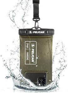 Pelican Marine - IP68 Waterproof Phone Pouch/Case (Regular Size) - Floating Case for iPhone 15 Pro Max/14/13/12, S24, Pixel 8 - Detachable Lanyard - Olive Green