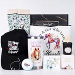 Wylario Horse Lovers Gifts Set - Funny Horse Themed Birthday Gift with 20oz Tumblers, Socks, Makeup Bag, Baseball Cap, Birthday Gifts Basket for Daughters, Granddaughters, and Nieces