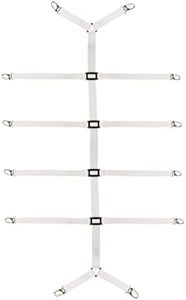 Eopocdor Bed Sheet Straps Adjustable, Mattress Holder,Elastic Bed Sheet Clips with Metal Clip for Bed Sheet, Mattress, Or Sofa(White)
