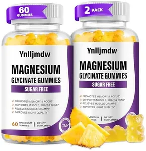 (2 Pack) Magnesium Glycinate Gummies, High-Absorption Magnesium Supplement with Calcium & Vitamins, Support Bone, Muscle, Night, Memory & Mood, Vegan, Non-GMO, 60 Counts, Pineapple Flavor