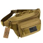 ArcEnCiel Tactical Fanny Pack for Men Waist Bag Military Hip Belt Outdoor Hiking Fishing Bumbag with Patch (Coyote Brown)