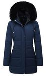 MOERDENG Women's Long Winter Puffer Coat Thicken Fleece Lined Down Jacket Waterproof Faux Fur Detachable Hooded Parka