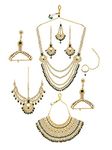 ZAVERI PEARLS Bridal Necklaces Earring Mathapatti Passa Ring Bracelets & Nosering Set For Women-ZPFK10839