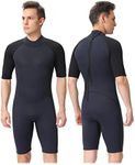 Shorty Wetsuit Men,2mm Neoprene Short Sleeves Wet Suits Back Zip, 1.5mm Shorty Surf Suit Keep Warm in Cold Water for Snorkeling Kayaking Boarding(Dark Blue 2mm,3X-Large)