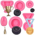 Race Car Silicone Molds 6 Pcs, 3D Round Tire Fondant Mold, Truck Wheel Shape Racing Car Chocolate Silicone Mold for Cake Decoration Candy Sugar Cupcake Topper Cake Polymer Clay Crafts