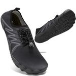 STQ Water Shoes Mens Wide Fit Beach Swim Aqua Sport Shoes Boating Wetsuit Shoes All Black 10 UK