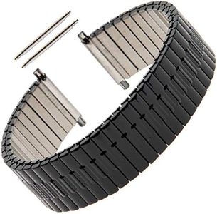 Gilden Gents Expansion 20-24mm Wide Black Stainless Steel Watch Band 552W-BL (7 1/2 inches Long, Black)