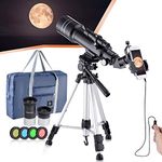 BNISE 70mm Telescope for Astronomy Beginners, Kids and Adults, 16~67X Professional Refractor Telescope with Phone Adapter, Moon Filter and Carry Bag, Portable for Moon Watching, Stargazing and Travel