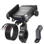 iMESTOU Motorcycle Phone Holder USB Quick Charge 3.0 Socket Handlebar Phone Mount Charger Compatible with Samsung iPhone Cellphones (USB Type)