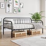 JURMERRY Metal Daybed Frame,Twin Size with Steel Slats Platform Furniture,Black