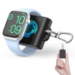 2000mAh Portable iWatch Charger with Keychain - Mini Power Bank, Power Emergency Pod Compact Magnetic Wireless iWatch Charger for Apple Watch Series 9 8 7 SE 6 5 4 3 2 Ultra Travel Accessories (Black)