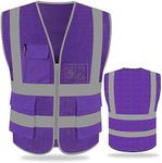 FEimaX High Visibility Safety Vest Mesh Reflective Work Vests for Men Women with Pockets and Zipper Meets ANSI/ISEA Standards