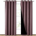 NICETOWN 100% Blackout Curtains 84 inches Long, Pair of Energy Smart & Noise Blocking Out Drapes for Baby Room Window, Thermal Insulated Guest Room Lined Window Dressing(Dry Rose, 52 inches Wide)