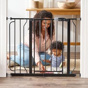 Regalo Easy Step 38.5-Inch Wide Walk Thru Baby Gate, Includes 6-Inch Extension Kit, Pressure Mount Kit, Wall Cups, Black