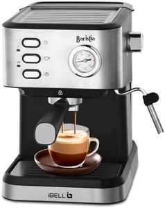 IBELL CF2950H Espresso Coffee Maker Machine - 15 Bars, 1200W, Foaming Milk Frother, Adjustable Pressure Knob & Temperature Gauge (Silver)