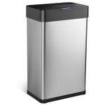 Automatic Trash Can, 16 Gallon Touchless Motion Sensor Waste Bin Stainless Steel Garbage Can with Lid for Kitchen, Bedroom, Home Office (Silver)